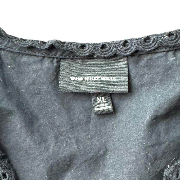 Who What Wear Women's Black Midi Dress Puff Short Sleeve Size XL - Picture 5 of 10